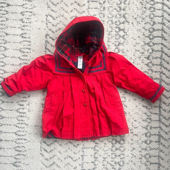 Class Club Other - Vtg 1990s Class Club Red/Navy Faux Fur Lined Coat